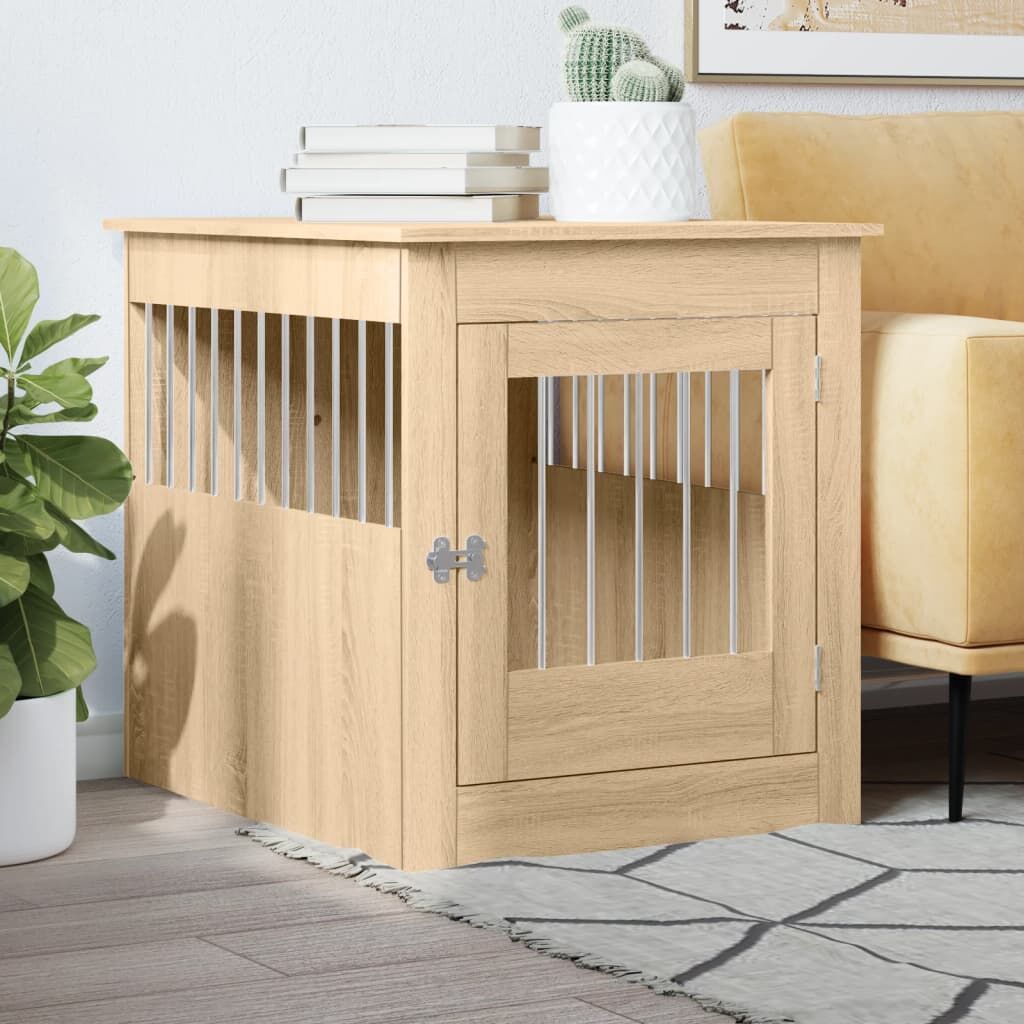 Vidaxl Jaula Para Perros Madera Ingeniería Roble Sonoma 64,5x80x71 Cm_1