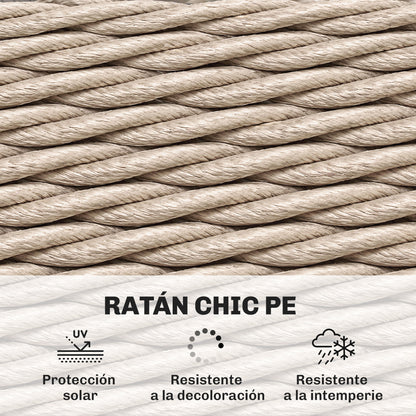Outsunny Mesa De Jardín Exterior De Ratán Con Estante 65x65x50 Cm Amarillo_5