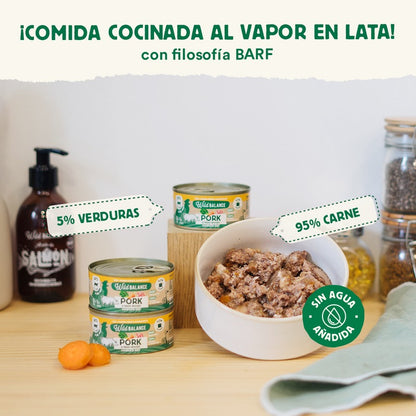 Lata de cerdo y verduras BARF para gatos Wild Balance 120 g