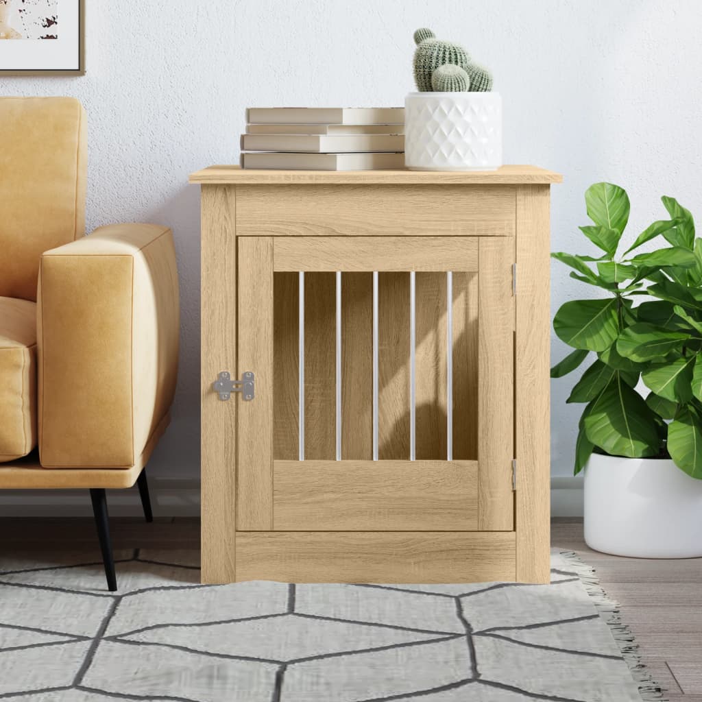 Jaula Para Perros Madera Ingeniería Roble Sonoma 64,5x80x71 Cm_2