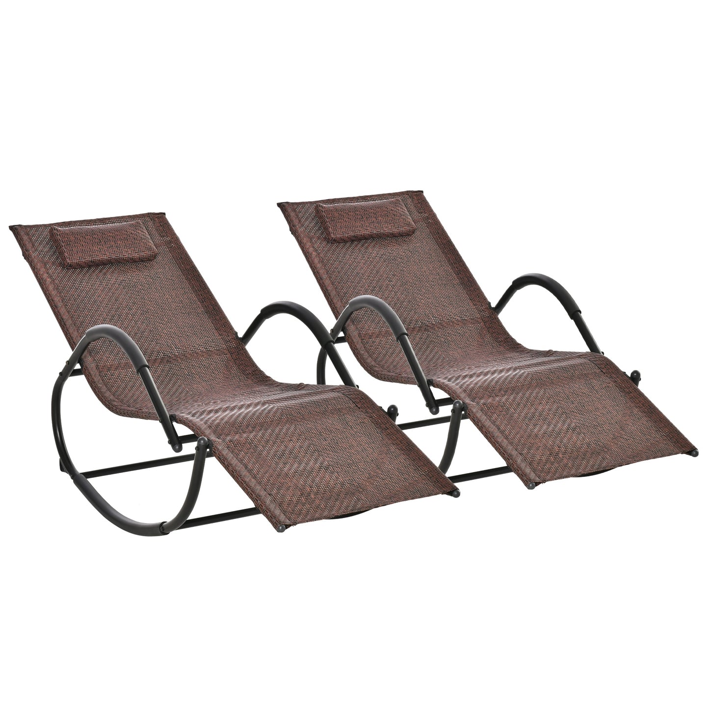 Outsunny 2 Mecedoras De Exterior Con Reposacabezas 160x61x79cm Marrón_0