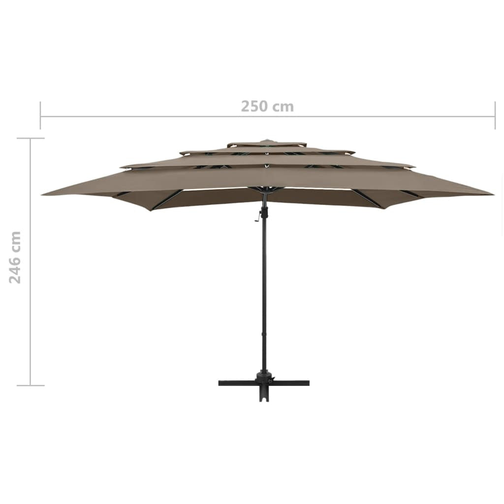 Vidaxl Sombrilla De Jardín 4 Niveles Palo De Aluminio Taupe 250x250 Cm_2