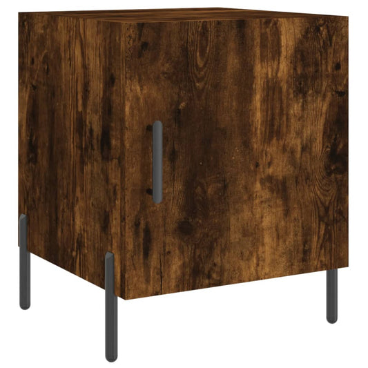 Mesita De Noche Madera De Ingeniería Roble Ahumado 40x40x50 Cm_0