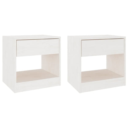 Mesitas De Noche 2 Uds Madera Maciza De Pino Blanca 40x31x40 Cm_0