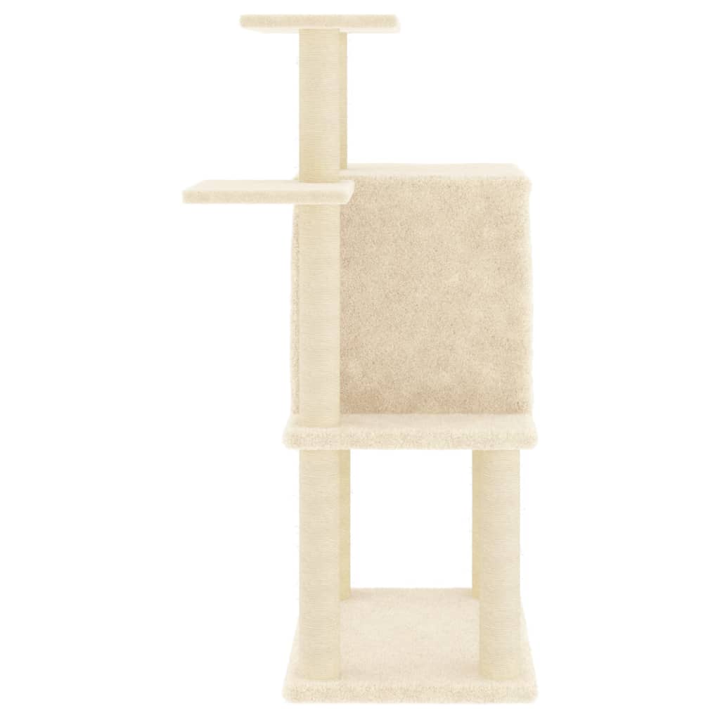 Rascador Para Gatos Con Postes De Sisal Color Crema 97 Cm_3