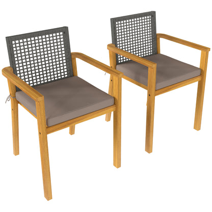Outsunny Juego De 2 Sillas De Jardín Exterior De Madera Con Cojines Desmontables_3
