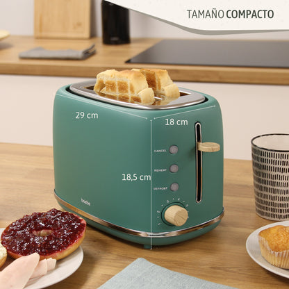Briebe Nordic Tostadora Pan Ranura Ancha, Tostador 2 Rebanadas, 6 Niveles Tostado, Calientapanecillos, Ta1166gre, Verde_4