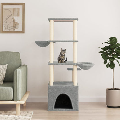 Rascador Para Gatos Con Postes De Sisal Gris Claro 147 Cm_1