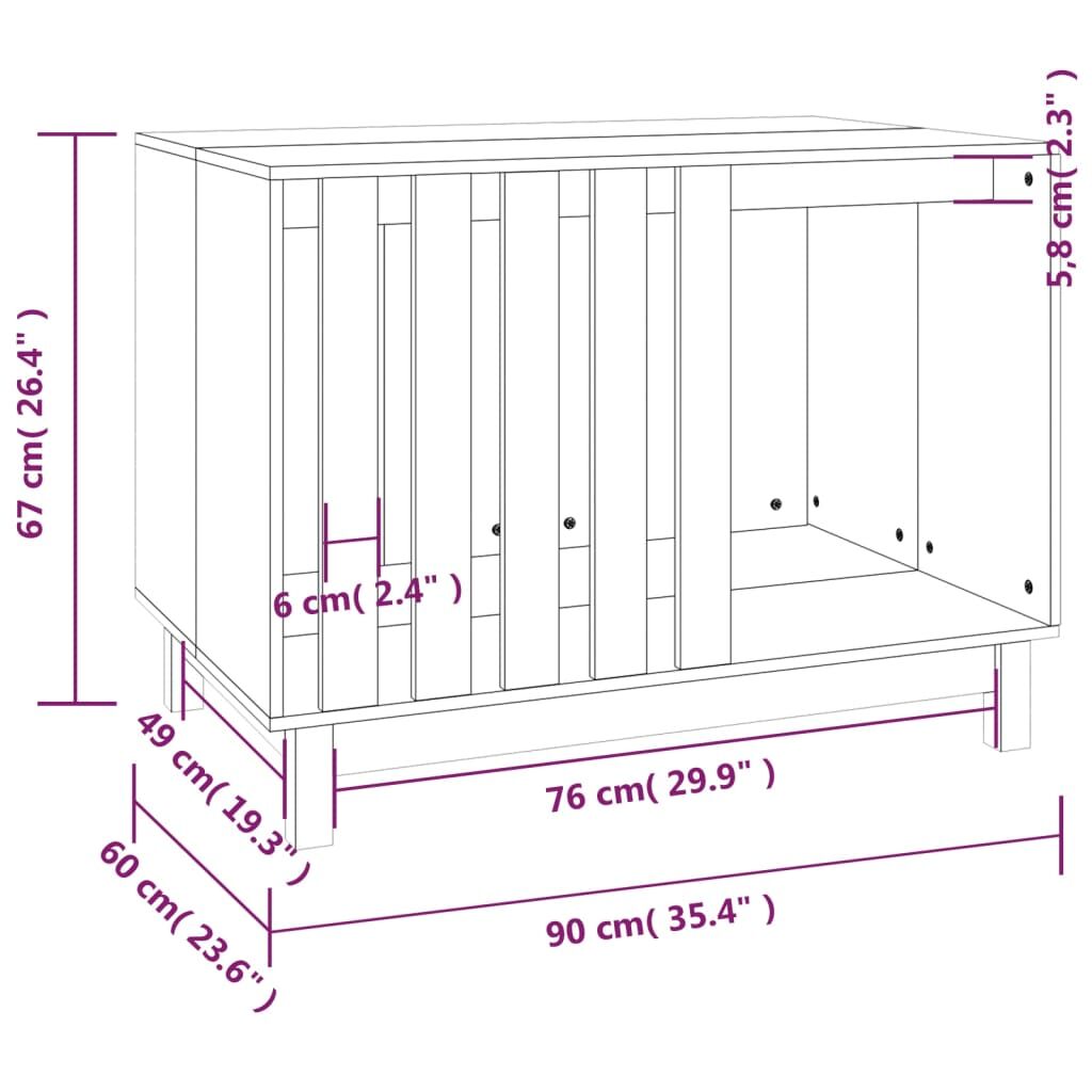 Vidaxl Caseta Para Perros Madera Maciza De Pino 90x60x67 Cm_2