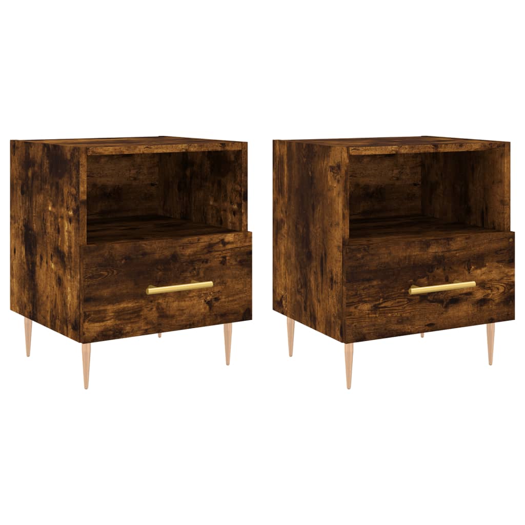 Mesita Noche 2 Uds Madera Ingeniería Roble Ahumado 40x35x47,5cm_0