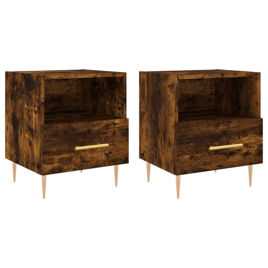 Mesita Noche 2 Uds Madera Ingeniería Roble Ahumado 40x35x47,5cm_0