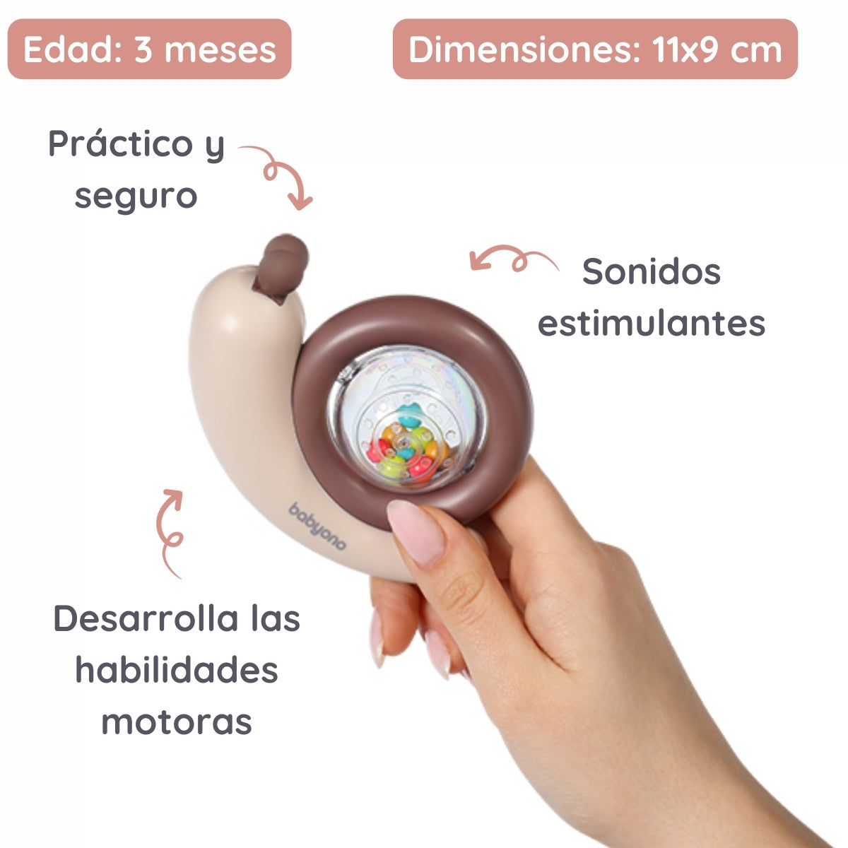 Sonajero Fácil Agarre Para Bebés 3m+ Caracol_1