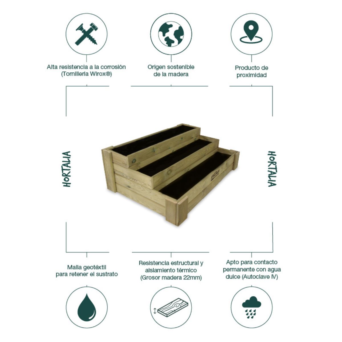 Huerto Escalera Box Stairs 120 Hortalia 140 L