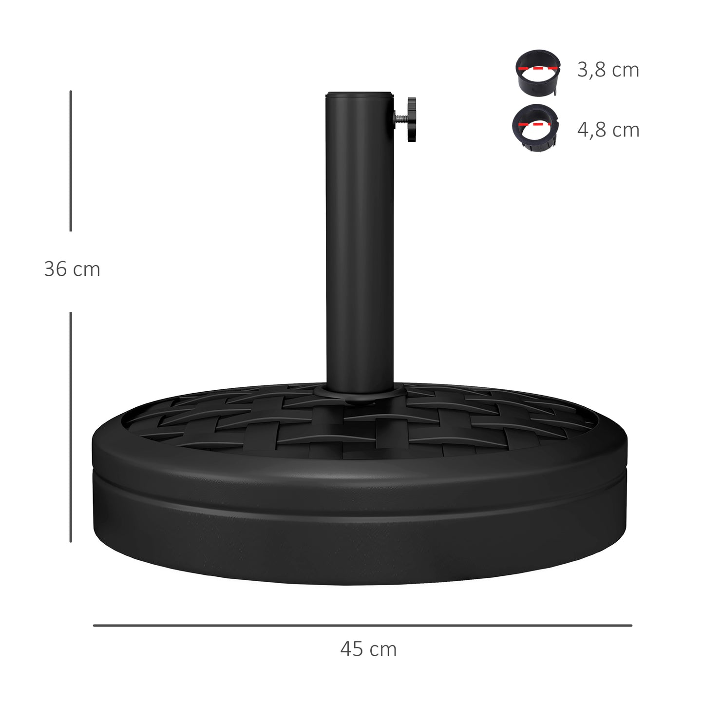 Outsunny Base De Sombrilla Redondo Rellenable De Cemento Ø45x36 Cm Negro_2