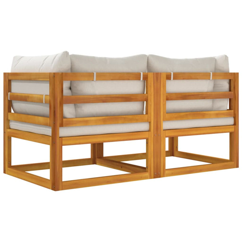 Vidaxl Sofás Modulares Esquina 2 Uds Madera Acacia Cojines Gris Claro_5