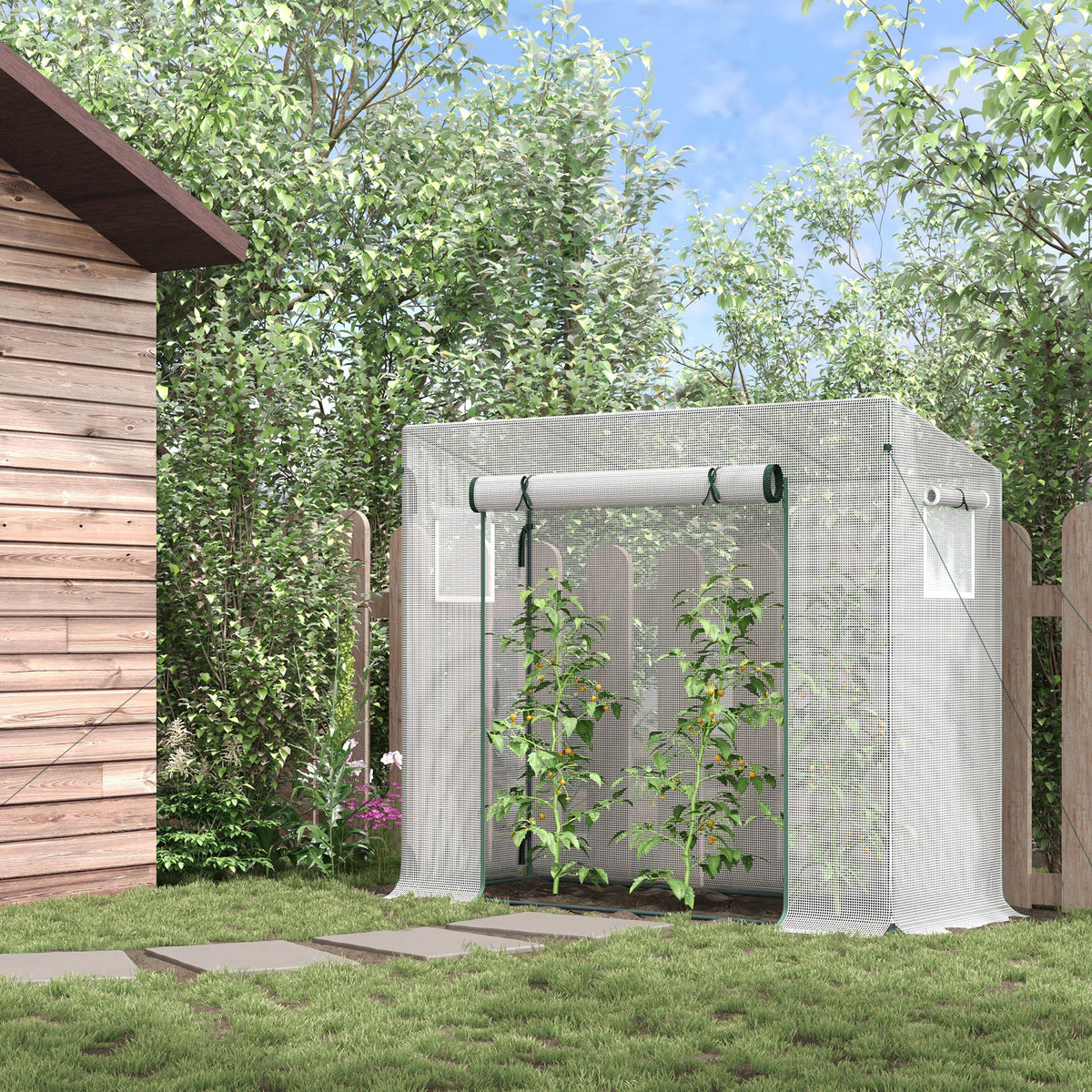 Invernadero Outsunny Acero, Pe Blanco 200x76x168 Cm_1