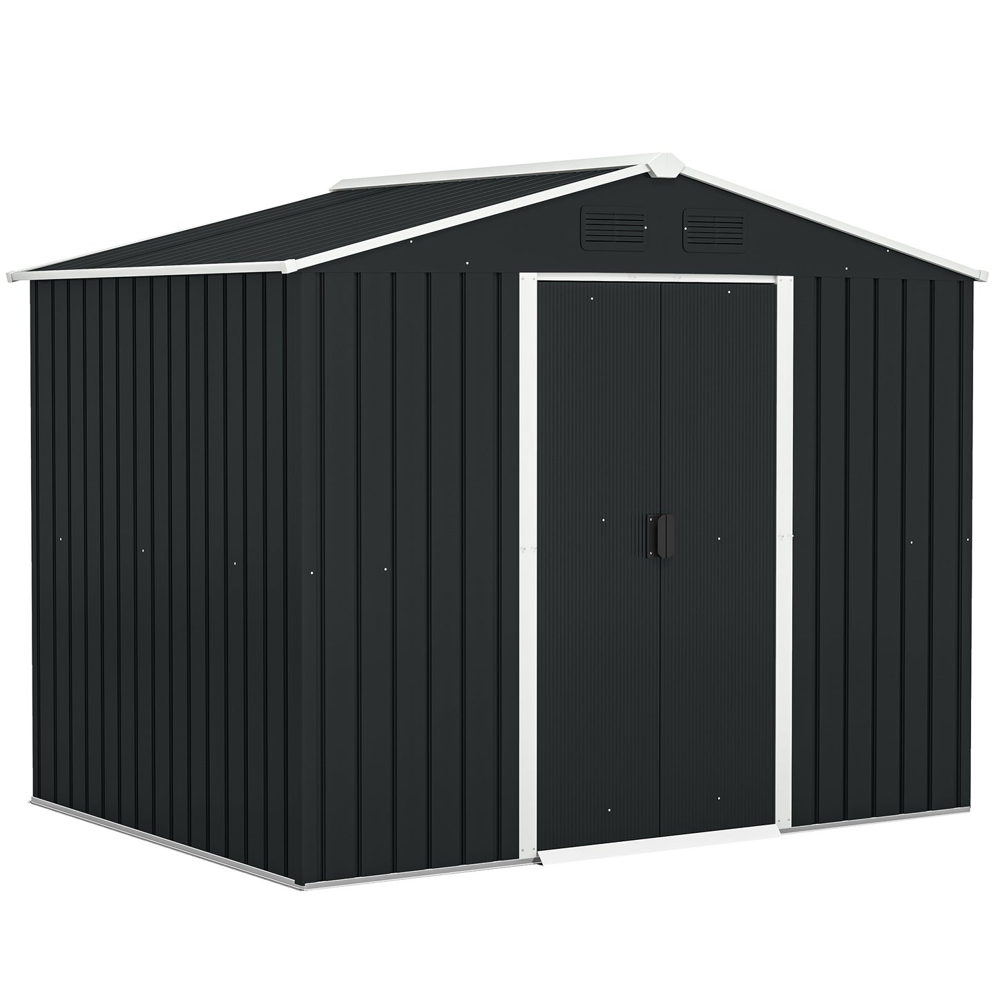 Outsunny Caseta De Jardín 3,6m² 236x174x190 Cm Con Puertas Correderas 4 Ventanas_0