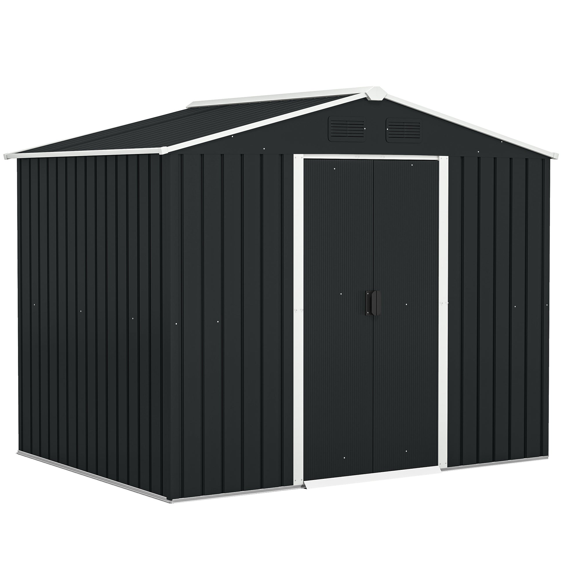 Outsunny Caseta De Jardín 3,6m² 236x174x190 Cm Con Puertas Correderas 4 Ventanas_0