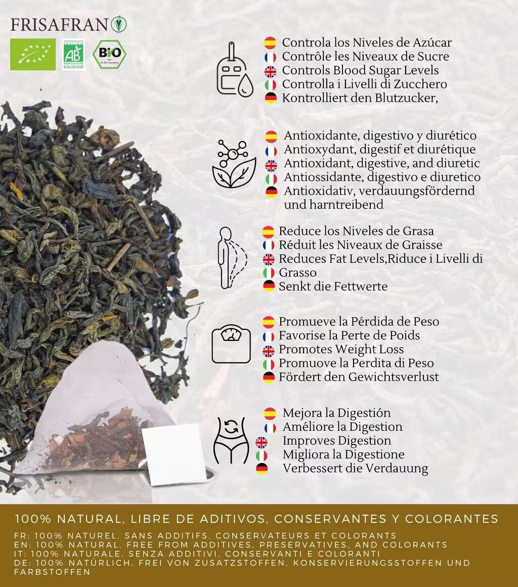 Té Rojo Pu Erh Adelgazante Ecológico En Pirámides | Calidad | Frisafran