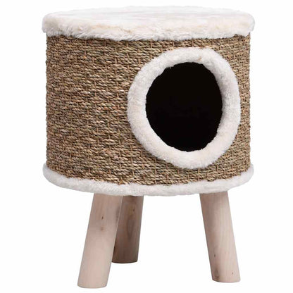 Vidaxl Casa Para Gatos Con Patas De Madera 41 Cm Hierba Marina_1