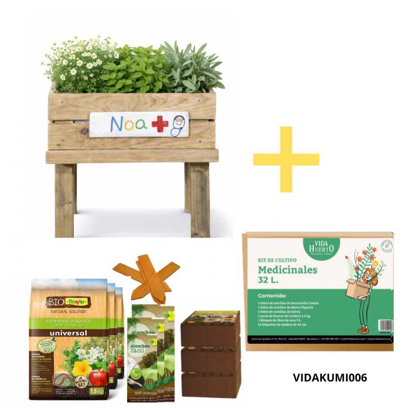 Mesa De Cultivo Infantil De Madera Con Kit De Cultivo Medicinales| Vidahuerto_0