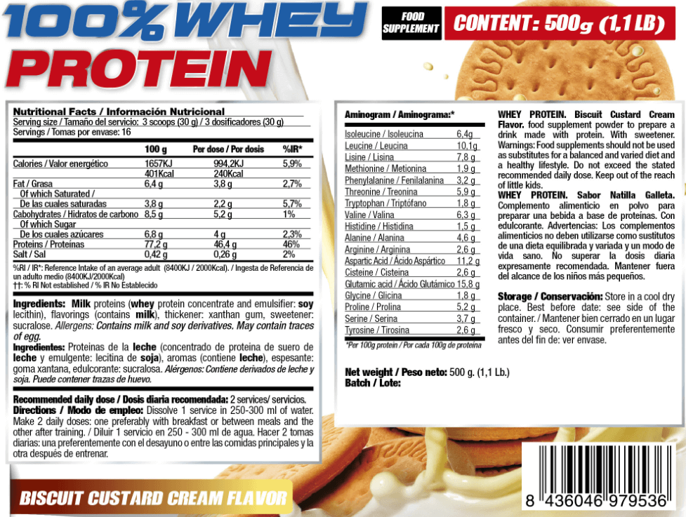 100% Whey Protein - 500g - Natillas Y Galleta - Proteina De Suero Whey - Quamtrax_5