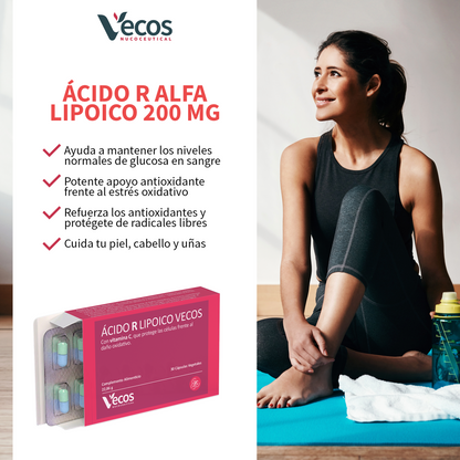 Ácido R Lipoico 600 Mg Vecos 30 Cápsulas | Potente Antioxidante | Con Vitamina C, Biotina Y Cromo_3