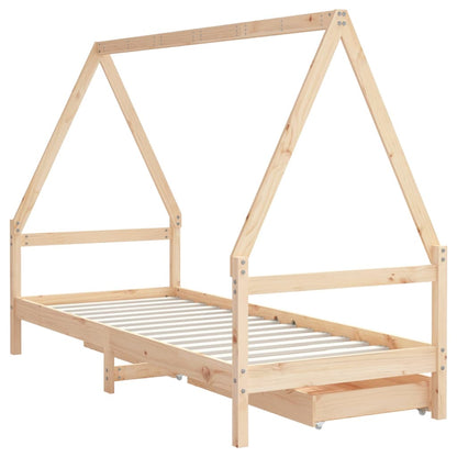 Estructura De Cama Infantil Con Cajones Madera Pino 90x190 Cm / Vetonek_2