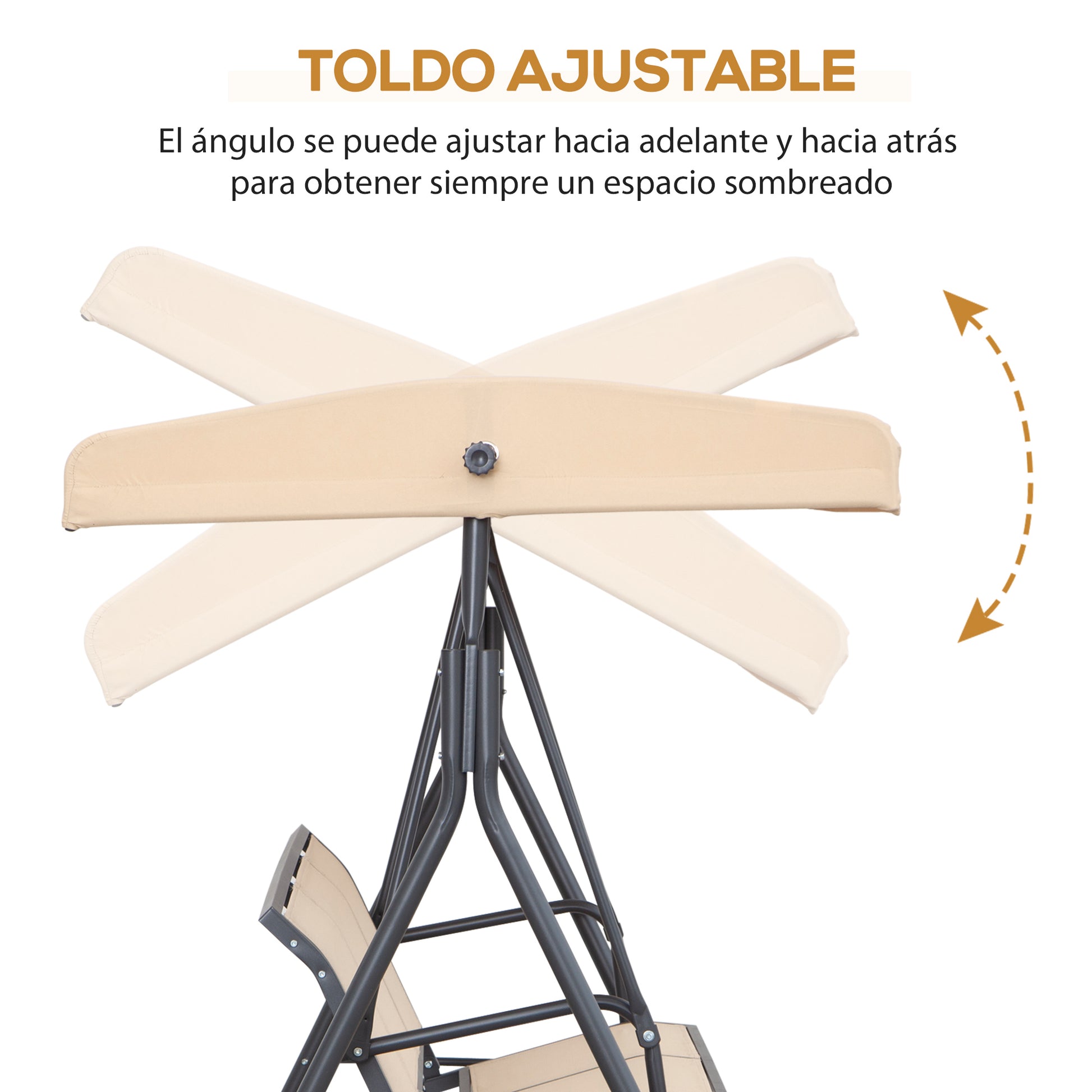 Outsunny Columpio De Jardín Exterior De 3 Plazas Con Toldo Reclinable_4