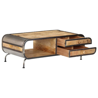 Mesa De Centro Madera Maciza De Mango 100x50x35 Cm_3