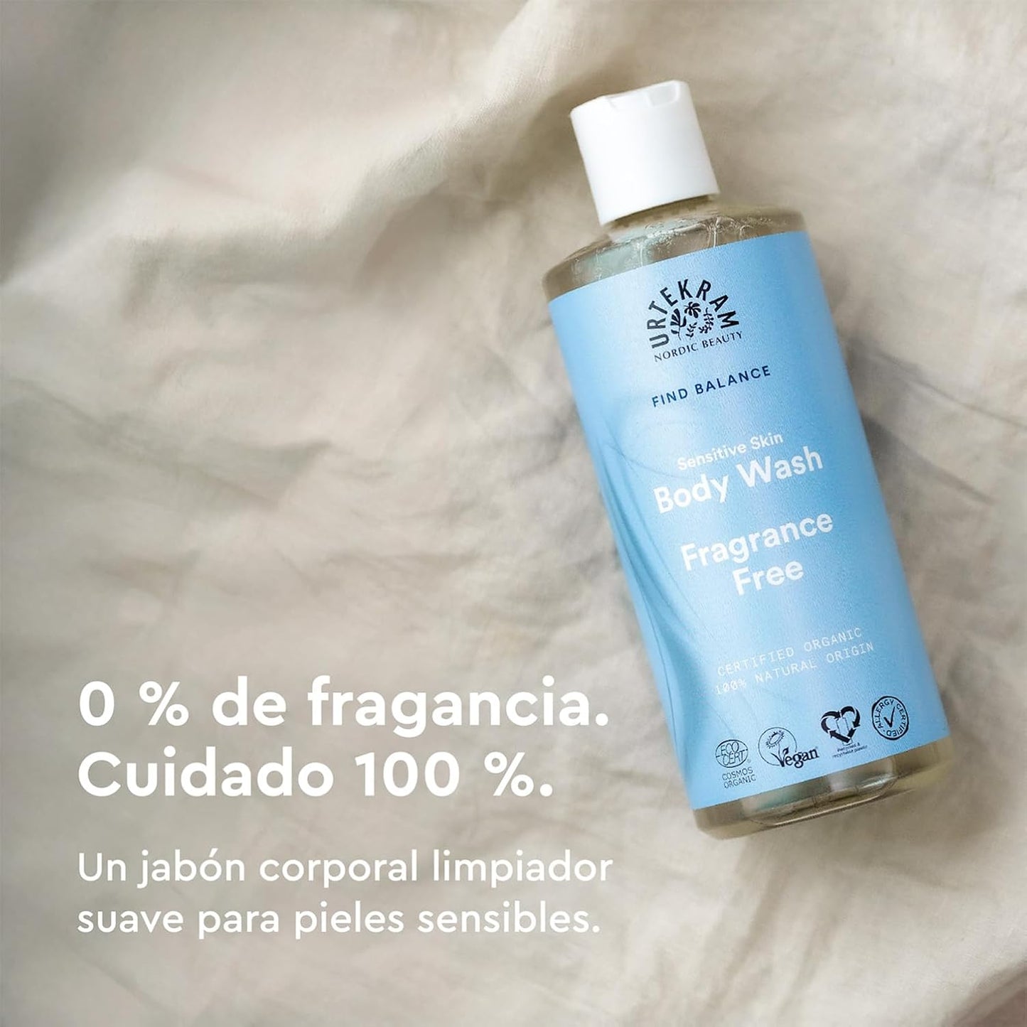 Gel de baño sin fragancia Urtekram 500 ml