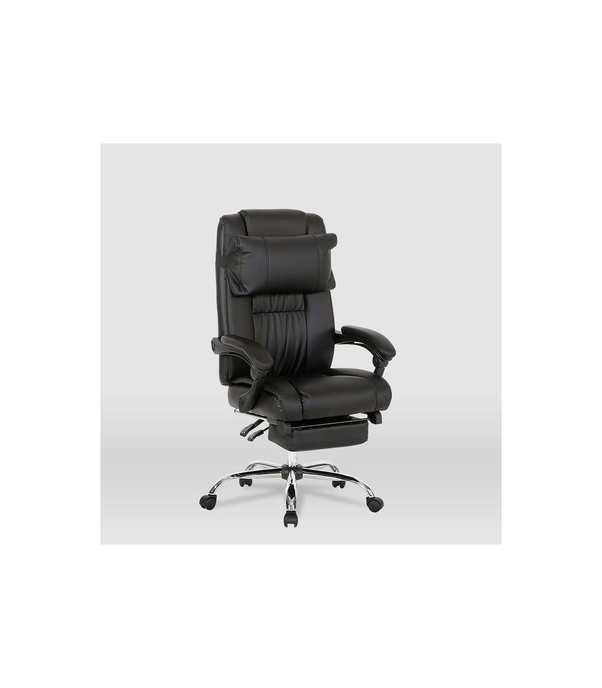 Silla De Oficina Samanta En Piel Sintética Negra. Alto: 118/125.5cm Ancho: 63.5cm Fondo:_5