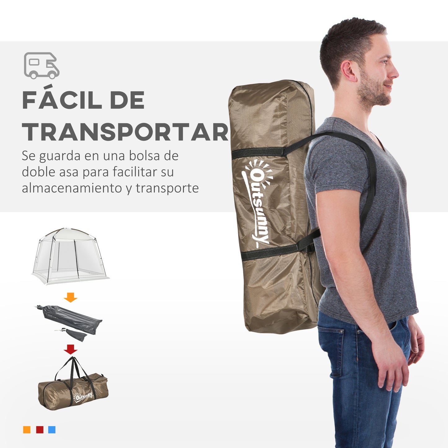 Outsunny Carpa De Jardín 3x3 M Para 6-8 Personas Con 4 Mosquiteras Y 2 Puertas_3