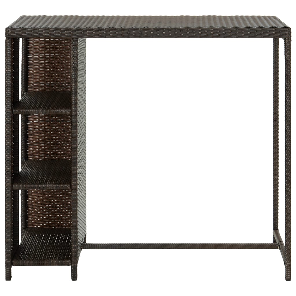 Mesa Bar Estante Almacenaje 120x60x110cm Ratán Sintético Marrón_0