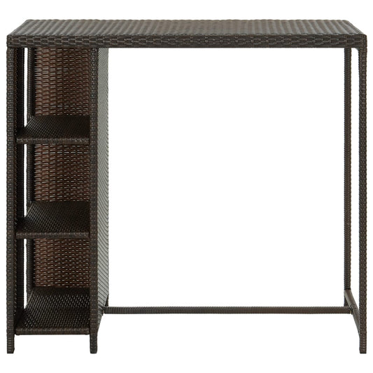 Mesa Bar Estante Almacenaje 120x60x110cm Ratán Sintético Marrón_0