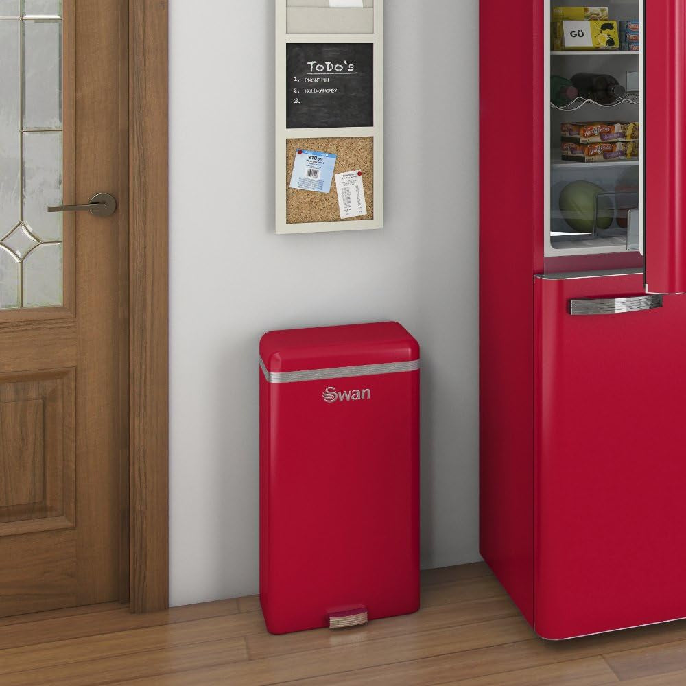 Swan Cubo De Basura Cocina Automático, Sensor De Movimiento, 45l, Metálico, Papelera Reciclaje, Swka4500rneu, Rojo_2