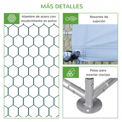 Pawhut Gallinero De Exterior 6,6x2x2m Cubierta De Pe Anti-uv E Impermeable Plata_3