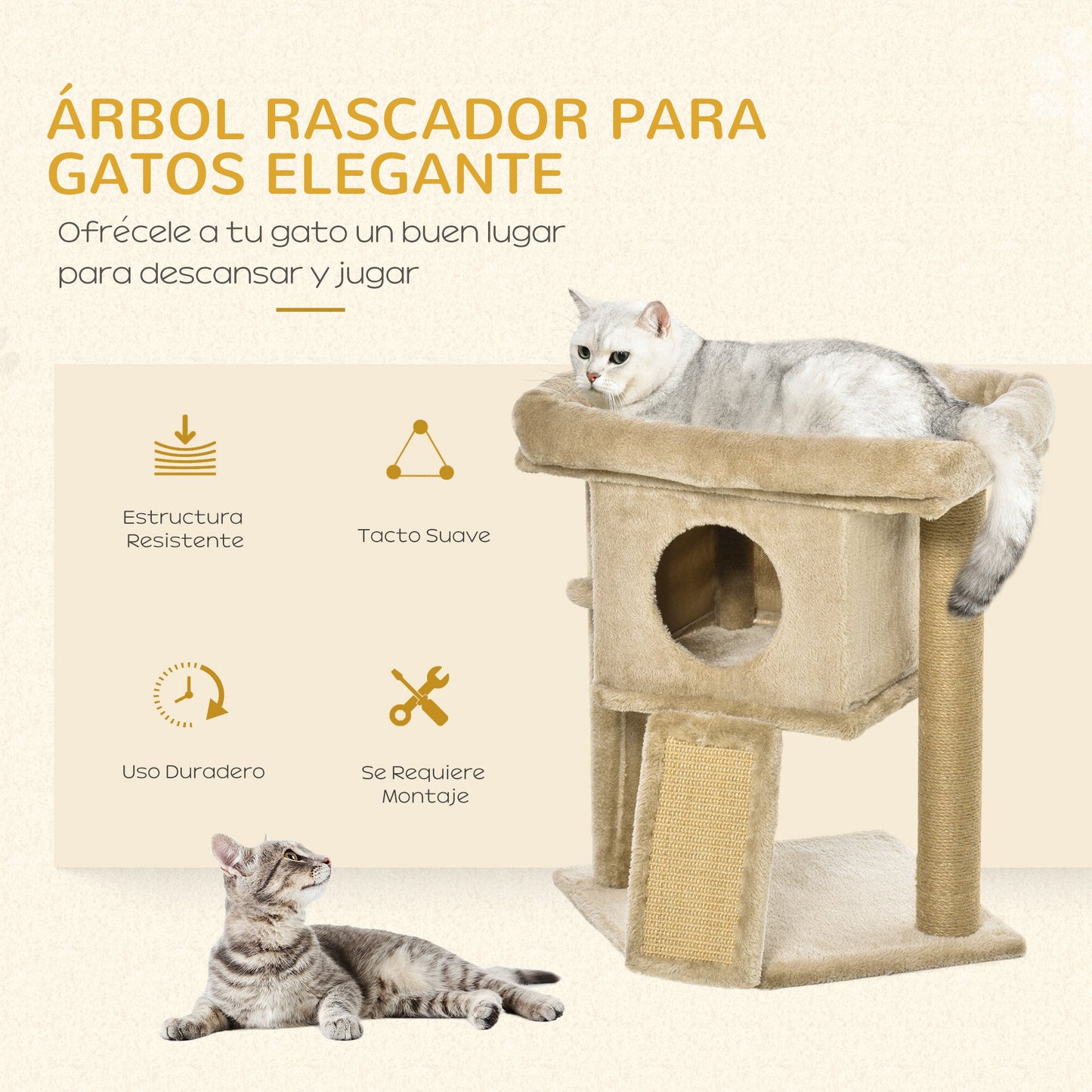 Pawhut Árbol Rascador Para Gatos Pequeños 57 Cm_3