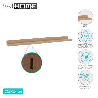 Well Home Estanteria De Pared Grande Color Natural 77x10x4cm_1