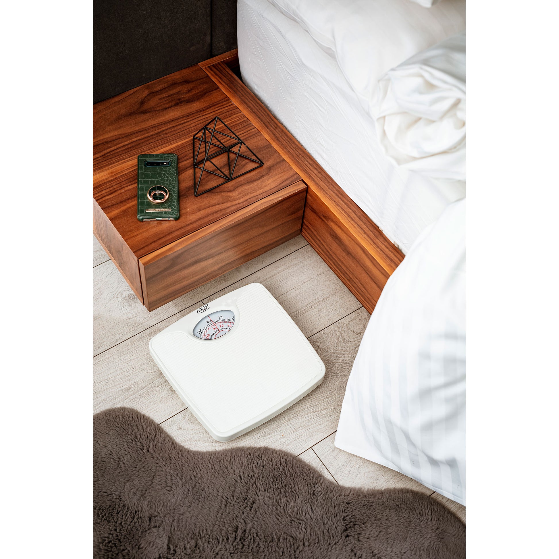 Báscula Analógica De Baño, Precisión, Mecánica, Medición Hasta 130 Kg, Sin Pilas, Fácil Uso Adler Ad8151w Blanco