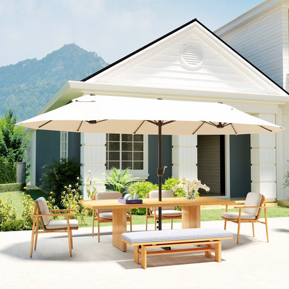 Outsunny Sombrilla Doble 4,6x2,7 M Con Manivela Resistente Al Agua Crema_4