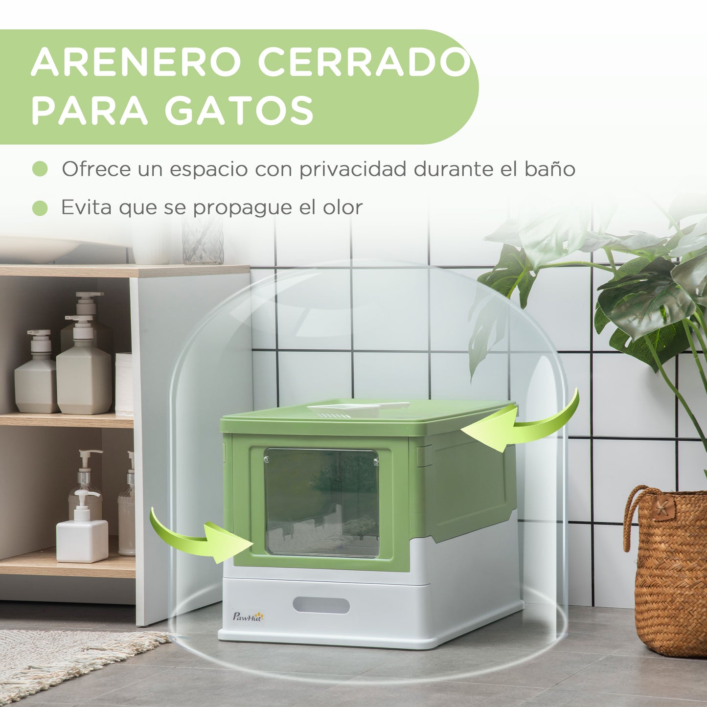 Pawhut Caja Arena Plegable Para Gatos Con Cubierta Desmontable 47,5x35,5x36,7 Cm_5
