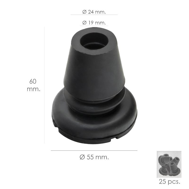 Taco Goma Baston Negro Tubo Ø 19 Mm. / Base Ø 55 Mm. Tipo Fuelle Bolsa 25 Unidades_0