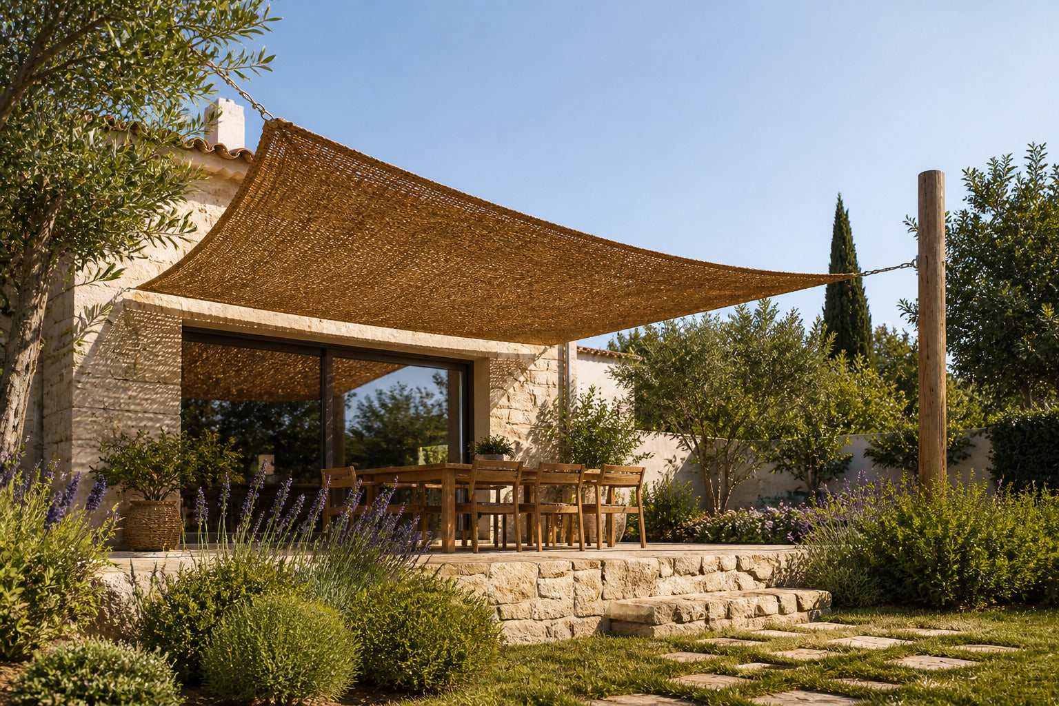 Toldo Vela Coco Natural 3x3 M 60% Ocultación Para Jardín Terraza Pérgola_1