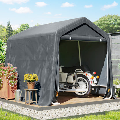 Outsunny Carpa De Jardín Para Herramientas Bicicletas Motos 2,4x2x2 M Gris_1