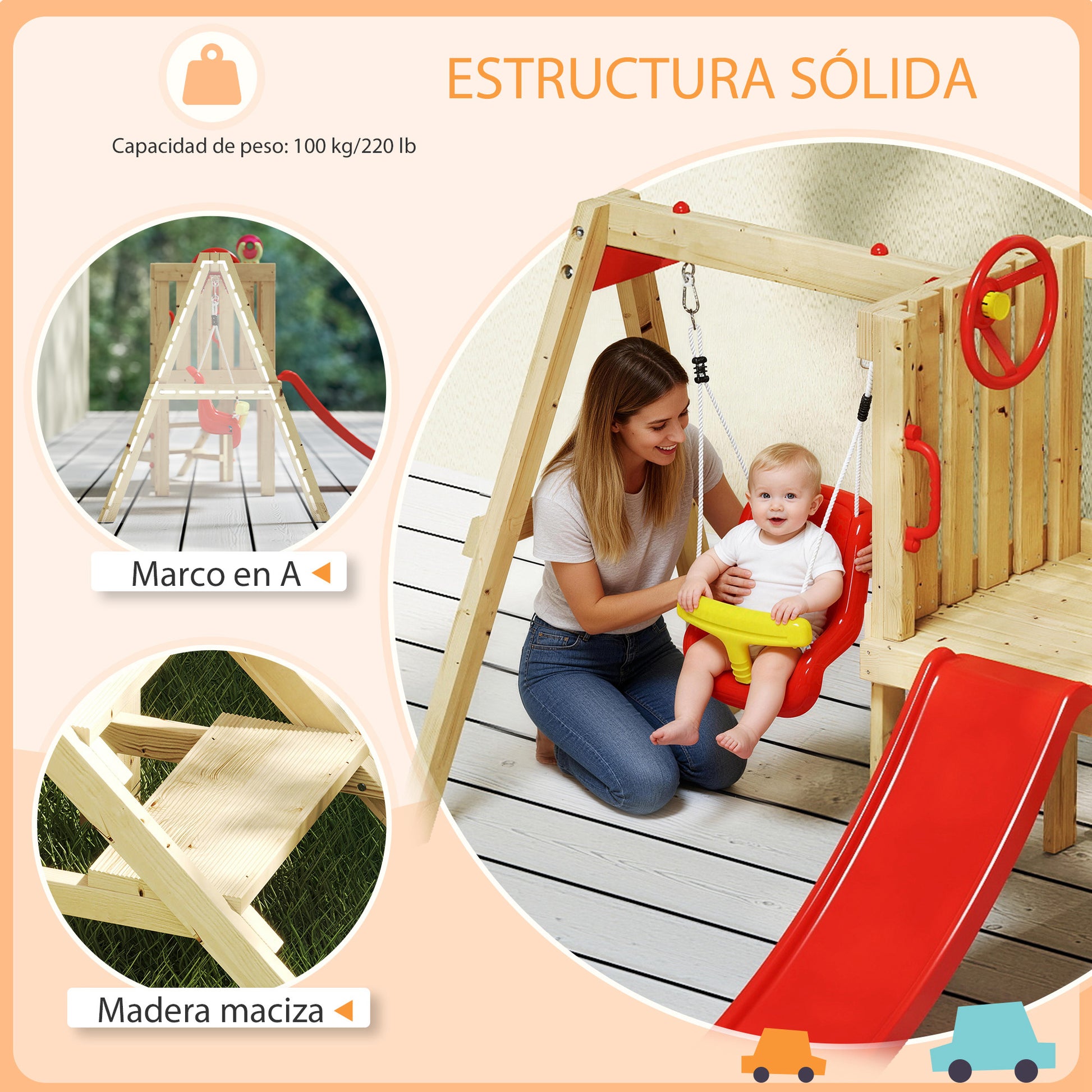 Outsunny Columpio Y Tobogán Infantil_4