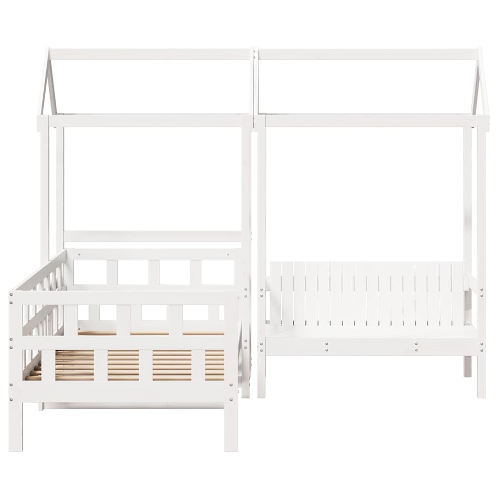 Sofá Cama Con Techo Madera Maciza De Pino Blanco 80x200 Cm_3