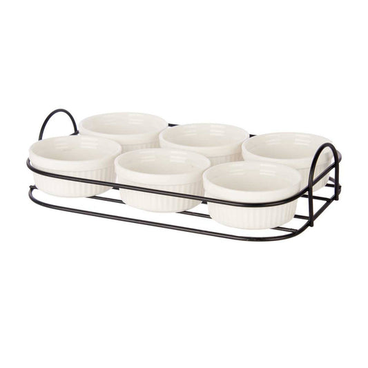 Set 6 Pzs Aperitivo Con Soporte Porcelan Colección Vessia