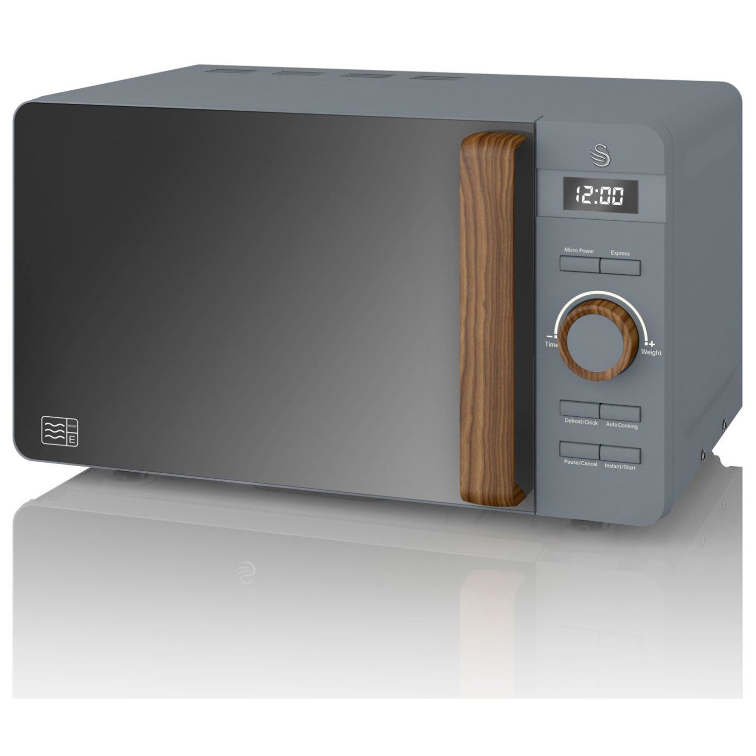 Swan Nordic Microondas Digital, 20l, 6 Niveles, Temporizador, Tirador Efecto Madera, Diseño, Sm22036gryneu, Gris 800w_5