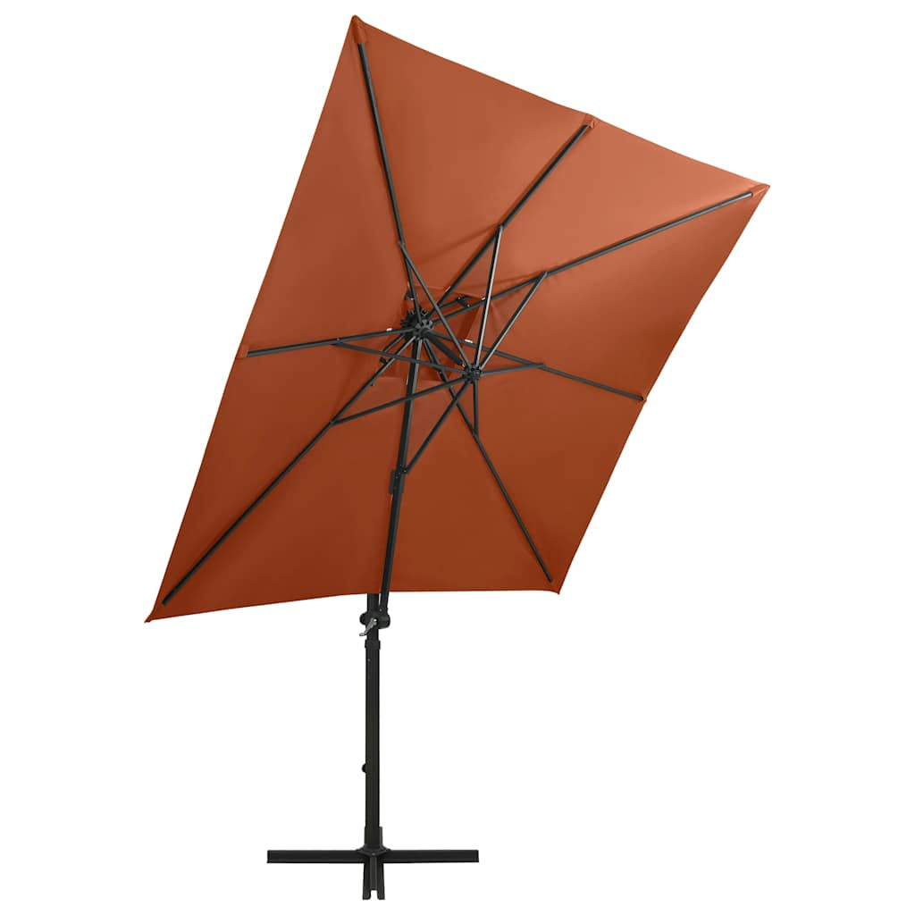 Vidaxl Sombrilla Jardín Voladiza Con Palo Y Luces Led Terracota 250 Cm_3
